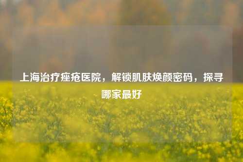 上海治疗痤疮医院，解锁肌肤焕颜密码，探寻哪家最好