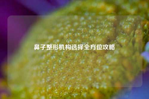 鼻子整形机构选择全方位攻略