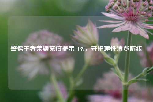警惕王者荣耀充值提示1139，守护理性消费防线