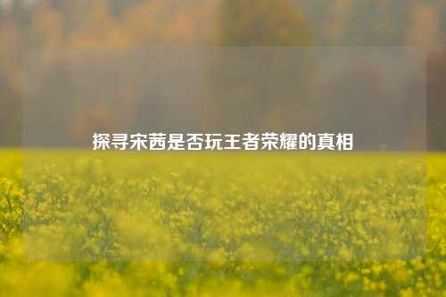 探寻宋茜是否玩王者荣耀的真相