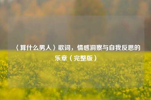 〈算什么男人〉歌词，情感洞察与自我反思的乐章（完整版）