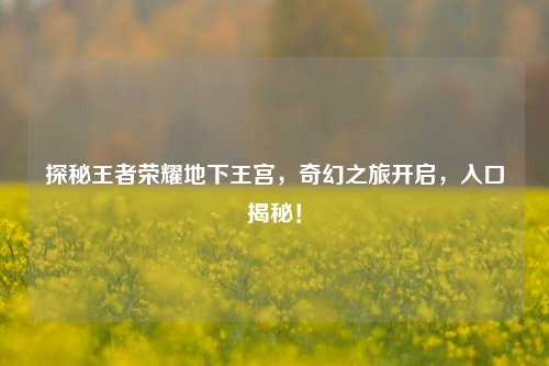 探秘王者荣耀地下王宫，奇幻之旅开启，入口揭秘！