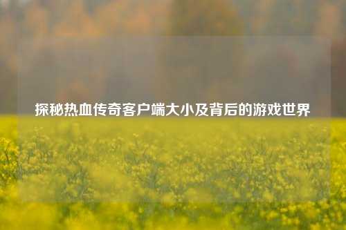 探秘热血传奇客户端大小及背后的游戏世界