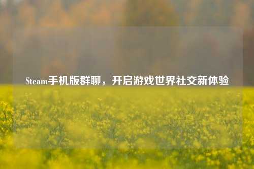 Steam手机版群聊，开启游戏世界社交新体验