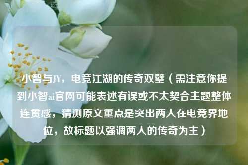 小智与JY，电竞江湖的传奇双璧（需注意你提到小智ai官网可能表述有误或不太契合主题整体连贯感，猜测原文重点是突出两人在电竞界地位，故标题以强调两人的传奇为主）