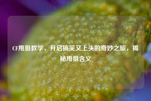 CF甩狙教学，开启搞笑又上头的奇妙之旅，揭秘甩狙含义