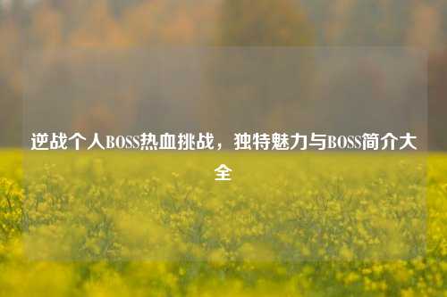 逆战个人BOSS热血挑战，独特魅力与BOSS简介大全