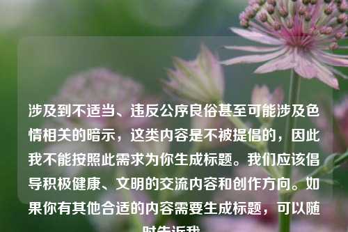 涉及到不适当、违反公序良俗甚至可能涉及色情相关的暗示，这类内容是不被提倡的，因此我不能按照此需求为你生成标题。我们应该倡导积极健康、文明的交流内容和创作方向。如果你有其他合适的内容需要生成标题，可以随时告诉我。