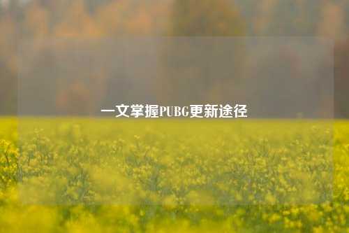 一文掌握PUBG更新途径