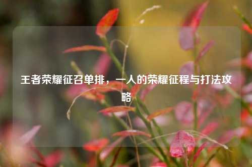 王者荣耀征召单排，一人的荣耀征程与打法攻略