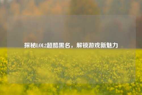 探秘LOL2超酷黑名，解锁游戏新魅力