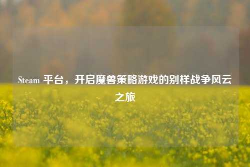 Steam 平台，开启魔兽策略游戏的别样战争风云之旅