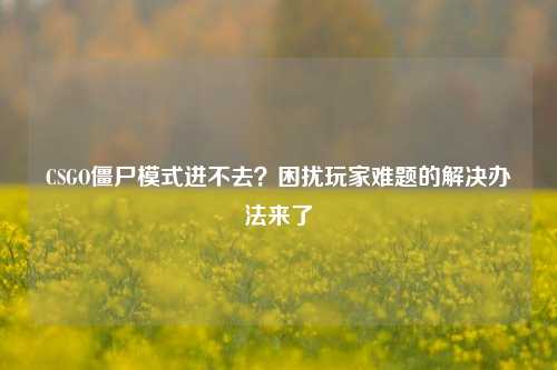 CSGO僵尸模式进不去？困扰玩家难题的解决办法来了
