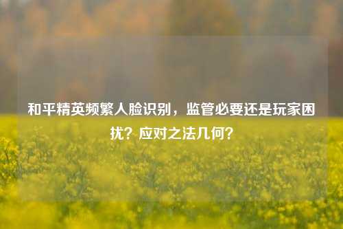 和平精英频繁人脸识别，监管必要还是玩家困扰？应对之法几何？