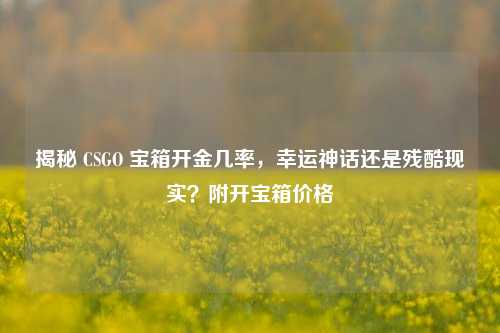 揭秘 CSGO 宝箱开金几率，幸运神话还是残酷现实？附开宝箱价格
