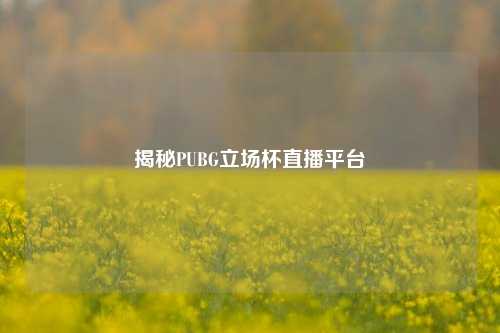 揭秘PUBG立场杯直播平台