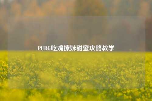 PUBG吃鸡撩妹甜蜜攻略教学