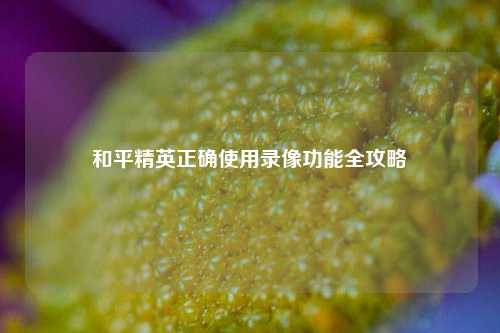 和平精英正确使用录像功能全攻略