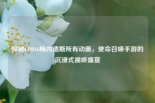 探秘COD16梅内德斯所有动画，使命召唤手游的沉浸式视听盛宴