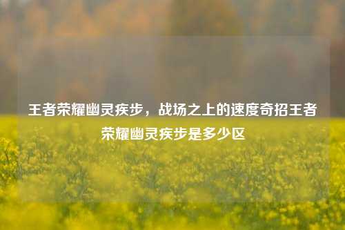 王者荣耀幽灵疾步，战场之上的速度奇招王者荣耀幽灵疾步是多少区