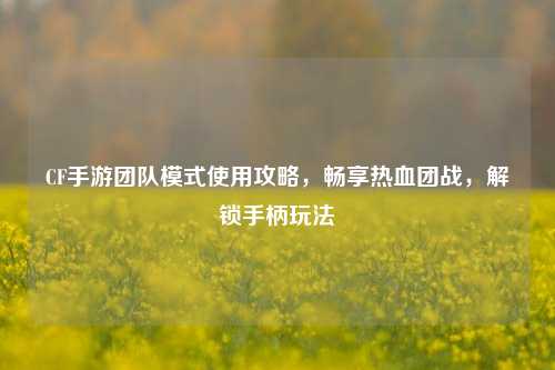 CF手游团队模式使用攻略，畅享热血团战，解锁手柄玩法