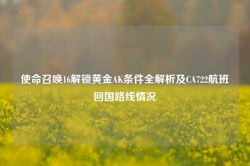 使命召唤16解锁黄金AK条件全解析及CA722航班回国路线情况