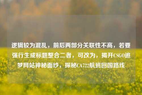 逻辑较为混乱，前后两部分关联性不高，若要强行生成标题整合二者，可改为，揭开CSGO追梦网站神秘面纱，探秘CA722航班回国路线