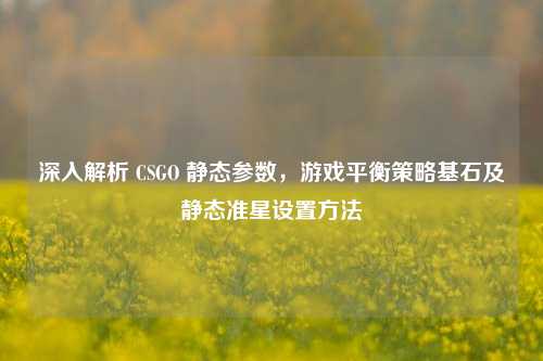 深入解析 CSGO 静态参数，游戏平衡策略基石及静态准星设置方法