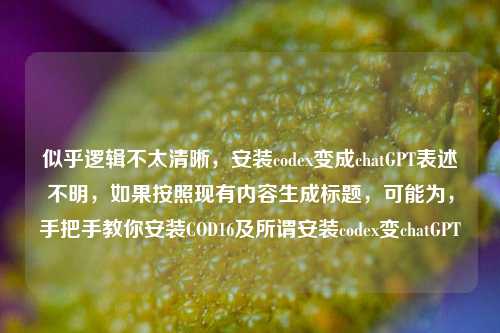 似乎逻辑不太清晰,安装codex变成chatGPT表述不明,如果按照现有内容生成标题,可能为,手把手教你安装COD16及所谓安装codex变chatGPT