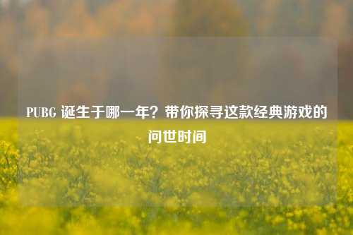 PUBG 诞生于哪一年？带你探寻这款经典游戏的问世时间