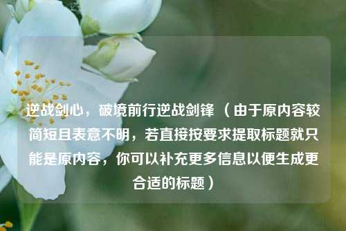 逆战剑心，破境前行逆战剑锋 （由于原内容较简短且表意不明，若直接按要求提取标题就只能是原内容，你可以补充更多信息以便生成更合适的标题）