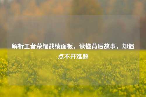 解析王者荣耀战绩面板,读懂背后故事,却遇点不开难题