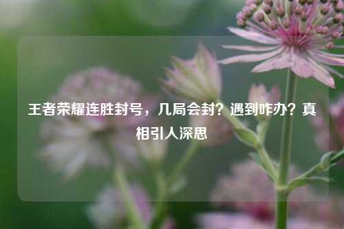 王者荣耀连胜封号，几局会封？遇到咋办？真相引人深思