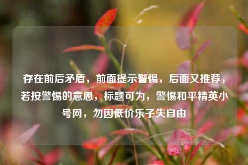 存在前后矛盾，前面提示警惕，后面又推荐，若按警惕的意思，标题可为，警惕和平精英小号网，勿因低价乐子失自由