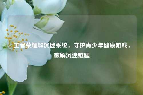 王者荣耀解沉迷系统，守护青少年健康游戏，破解沉迷难题