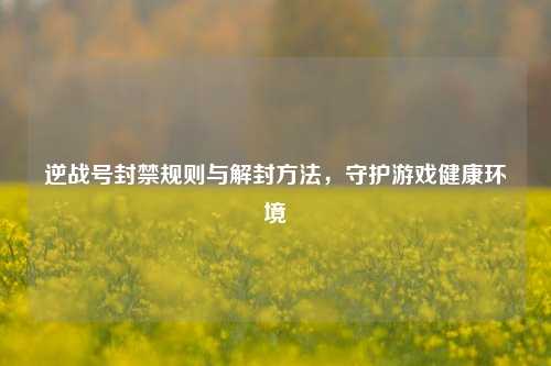 逆战号封禁规则与解封方法，守护游戏健康环境