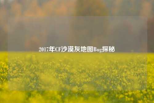 2017年CF沙漠灰地图Bug探秘