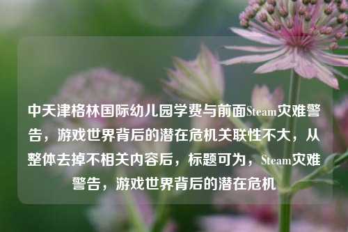 中天津格林国际幼儿园学费与前面Steam灾难警告，游戏世界背后的潜在危机关联性不大，从整体去掉不相关内容后，标题可为，Steam灾难警告，游戏世界背后的潜在危机