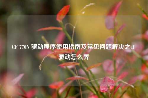 CF 770N 驱动程序使用指南及常见问题解决之cf 驱动怎么弄