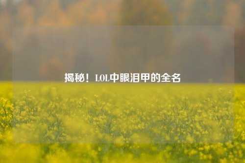 揭秘！LOL中眼泪甲的全名