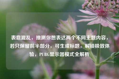 表意混乱，推测你想表达两个不同主题内容，若只保留前半部分，可生成标题，解锁极致体验，PUBG显示器模式全解析