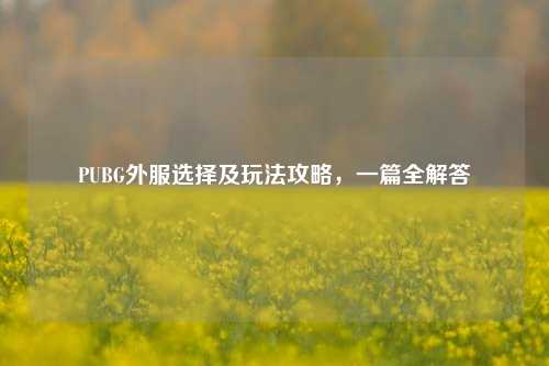 PUBG外服选择及玩法攻略，一篇全解答