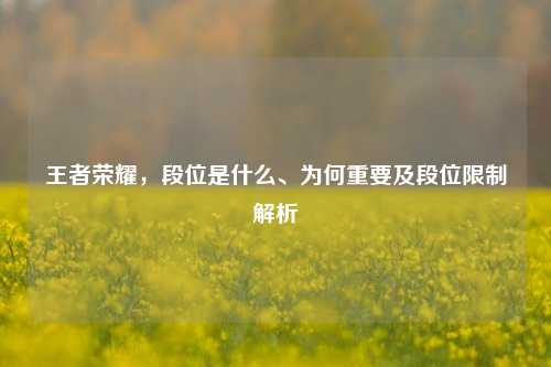 王者荣耀，段位是什么、为何重要及段位限制解析