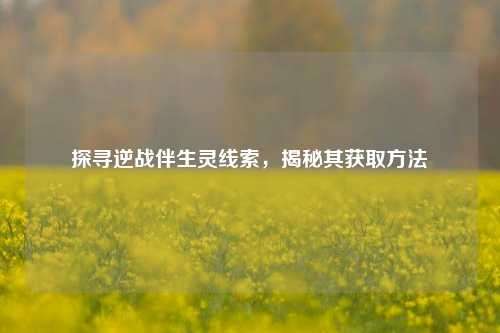 探寻逆战伴生灵线索，揭秘其获取方法