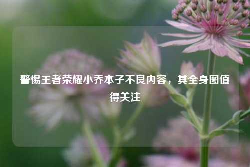 警惕王者荣耀小乔本子不良内容，其全身图值得关注