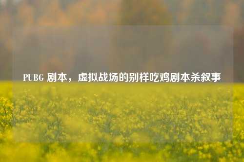 PUBG 剧本，虚拟战场的别样吃鸡剧本杀叙事