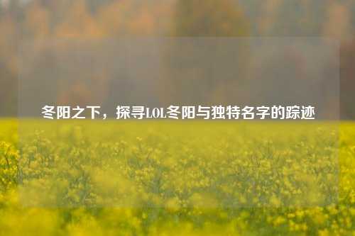 冬阳之下，探寻LOL冬阳与独特名字的踪迹