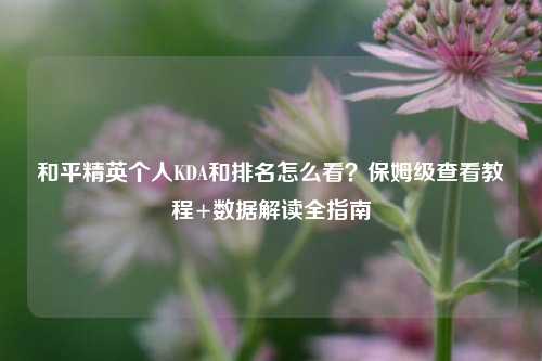 和平精英个人KDA和排名怎么看？保姆级查看教程+数据解读全指南