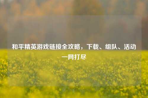 和平精英游戏链接全攻略,下载、组队、活动一网打尽