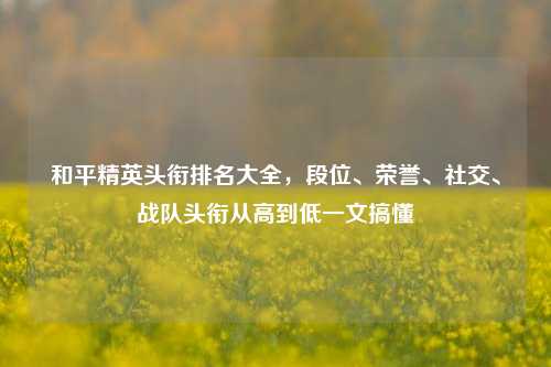 和平精英头衔排名大全，段位、荣誉、社交、战队头衔从高到低一文搞懂